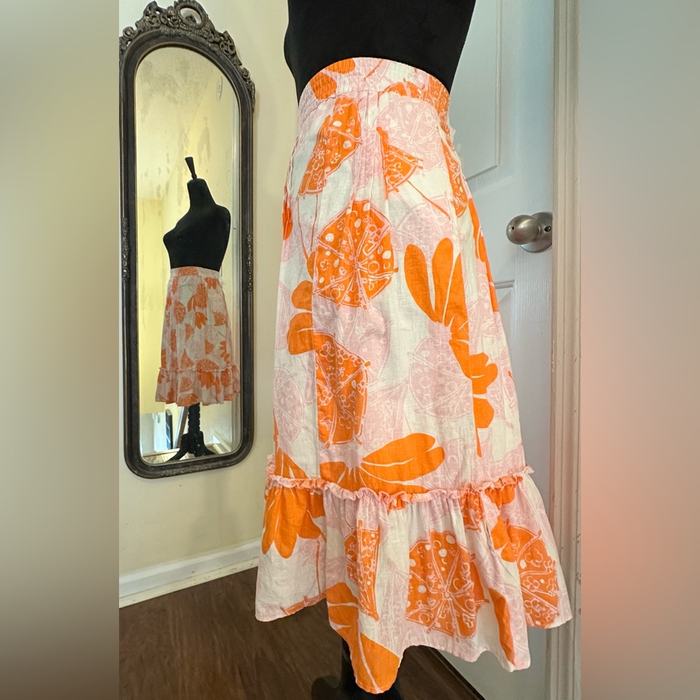Lilly Pulitzer Orange and White A-Line Skirt